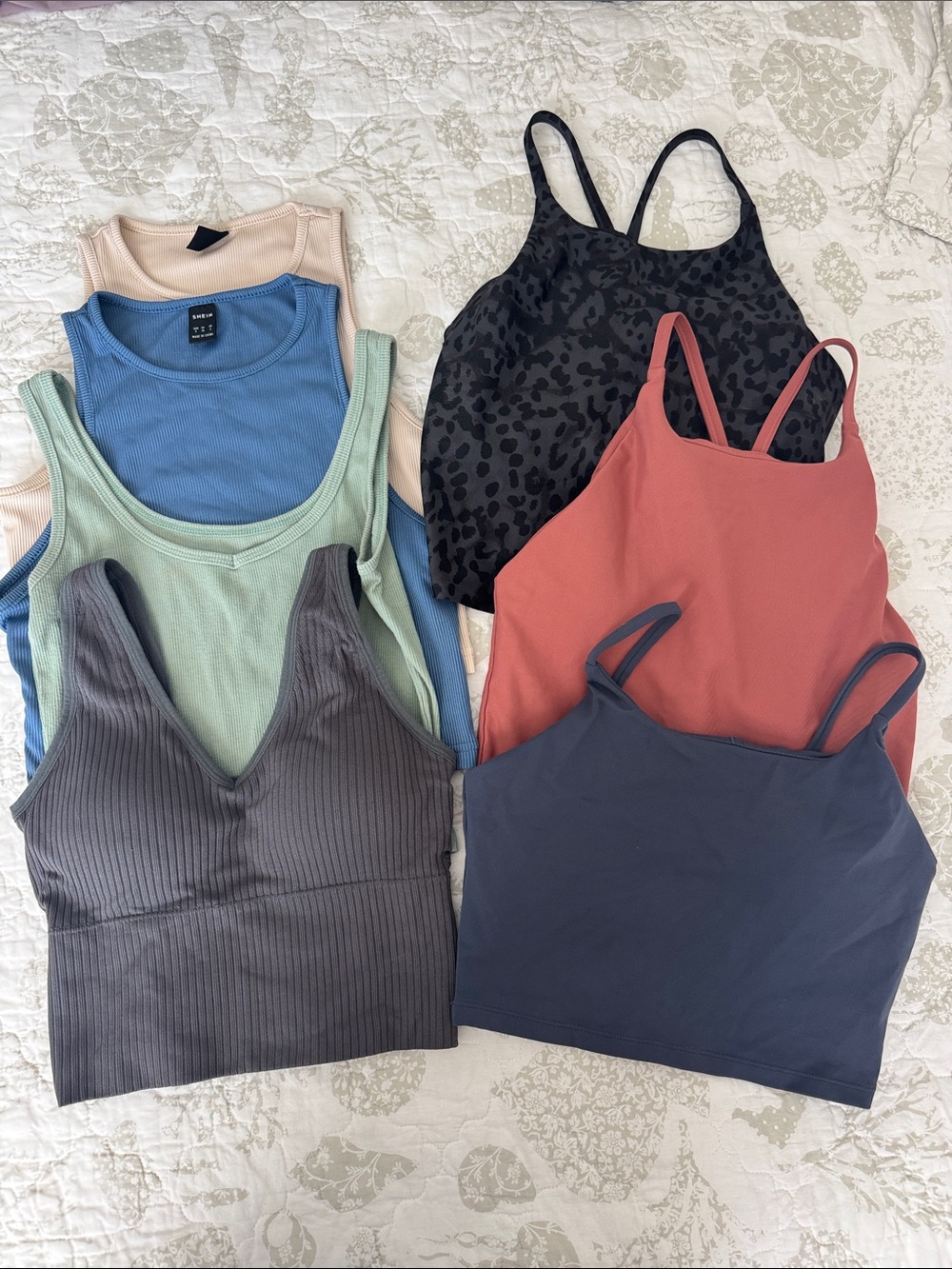 Combo of casual and workout crop tops from old navy and shein